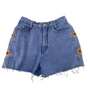 Vintage Blue Jean Shorts Nuovo Mom Shorts High Rise Floral Embroidered Size 7